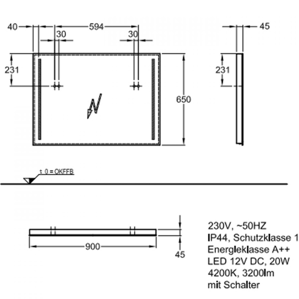 Зеркало 900x650 Option Geberit 500.589.00.1