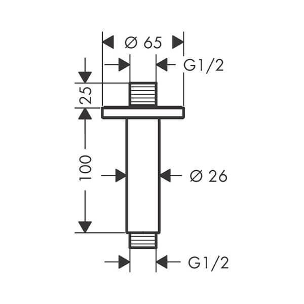 Потолочное подсоединение 10 см Hansgrohe 27804670 Потолочное подсоединение 10 см Hansgrohe 27804670