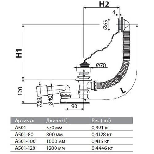 Слив-перелив Alcaplast A501 Слив-перелив Alcaplast A501