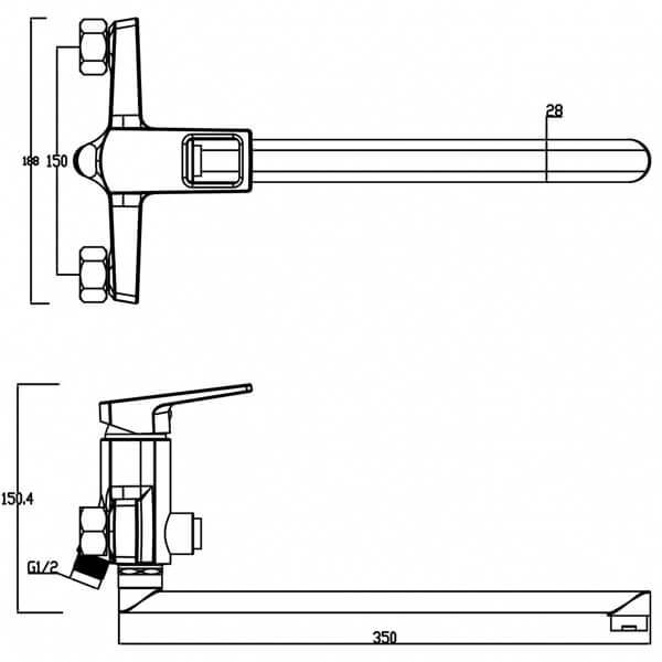 Смеситель универсальный Swedbe Kronos 2050 хром Смеситель универсальный Swedbe Kronos 2050 хром