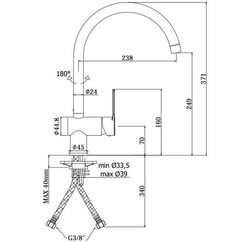 Смеситель для кухни Paffoni Ringo RIN180BO белый матовый Смеситель для кухни Paffoni Ringo RIN180BO белый матовый