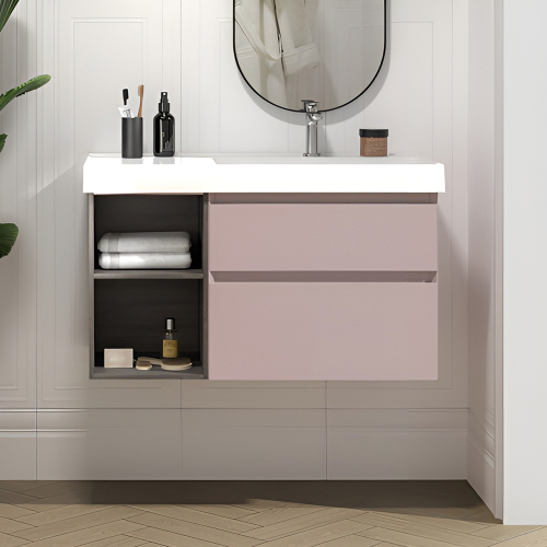 Тумба с раковиной Kerama Marazzi Cubo 90 R мальва матовая-древесная Тумба с раковиной Kerama Marazzi Cubo 90 R мальва матовая-древесная