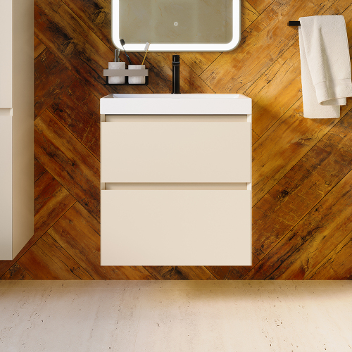 Тумба с раковиной AVS Гармония 60 айвори матовая (раковина 02 белая глянцевая) Тумба с раковиной AVS Гармония 60 айвори матовая (раковина 02 белая глянцевая)