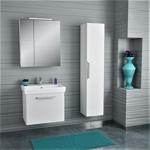 Тумба 800 1ящ + Раковина Q80 Белый мат Lande DIBORG Тумба 800 1ящ + Раковина Q80 Белый мат Lande DIBORG