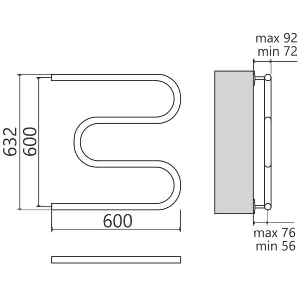 Полотенцесушитель водяной Terminus М-образный 60х60 хром Полотенцесушитель водяной Terminus М-образный 60х60 хром
