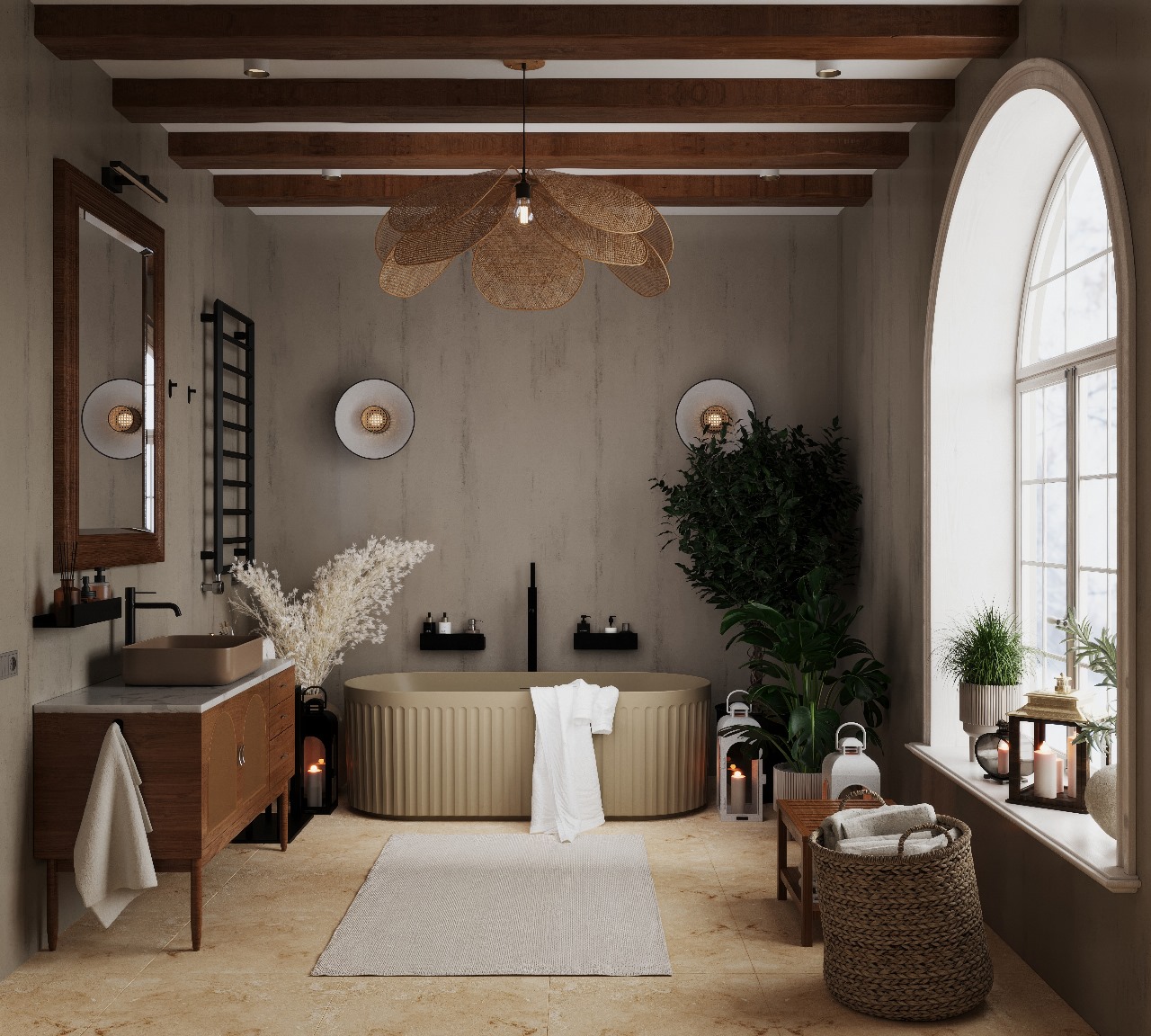 Ванная комната, где царит гармония и умиротворение