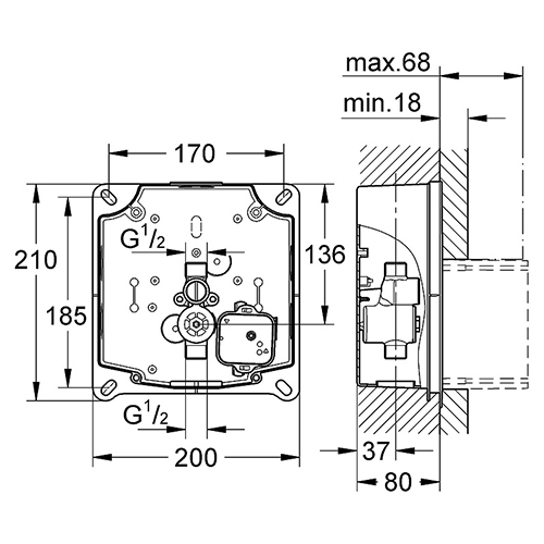 Блок управления смывом для писсуара Rapido U Grohe 37338000 Блок управления смывом для писсуара Rapido U Grohe 37338000
