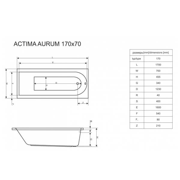 Акриловая ванна Excellent Aurum 170x70 белая, с каркасом Акриловая ванна Excellent Aurum 170x70 белая, с каркасом