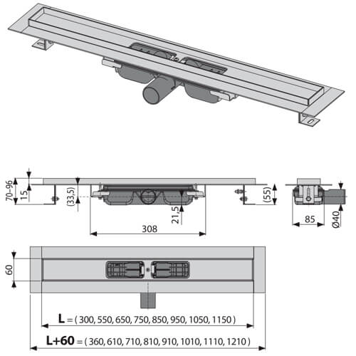 Водоотводящий желоб AlcaPlast APZ101 LOW-650 Водоотводящий желоб AlcaPlast APZ101 LOW-650