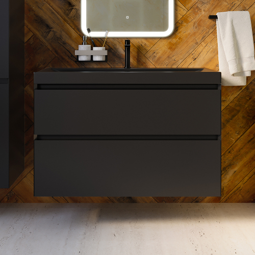 Тумба с раковиной AVS Гармония 100 черная матовая (раковина 02 черная матовая) Тумба с раковиной AVS Гармония 100 черная матовая (раковина 02 черная матовая)