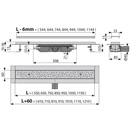 Водоотводящий желоб антивандальный AlcaPlast APZ111 650 Водоотводящий желоб антивандальный AlcaPlast APZ111 650