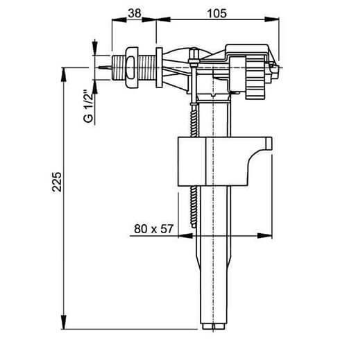 Клапан для унитаза 1/2 металл Alcaplast A160 Клапан для унитаза 1/2 металл Alcaplast A160
