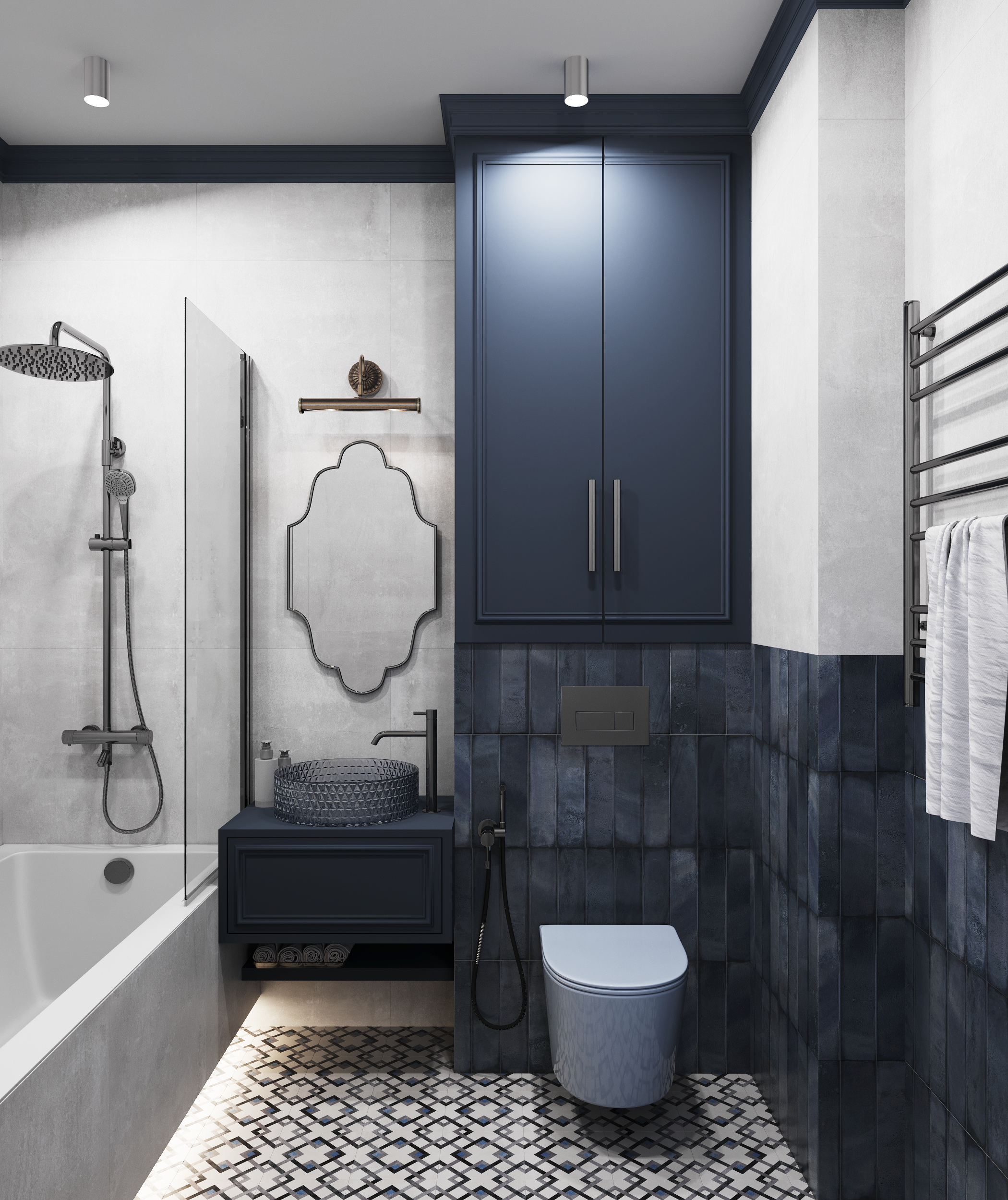 Интерьер ванной из дизайн проекта "ЖК Новый горизонт"