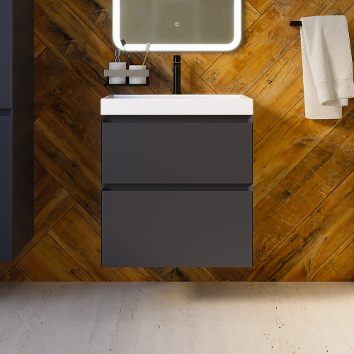 Тумба с раковиной AVS Гармония 60 антрацит матовая (раковина 02 белая глянцевая) Тумба с раковиной AVS Гармония 60 антрацит матовая (раковина 02 белая глянцевая)
