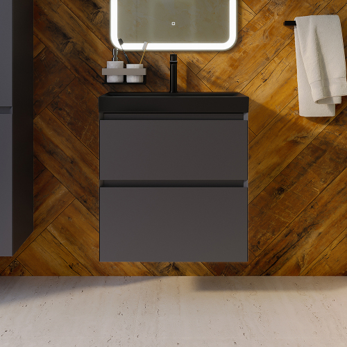 Тумба с раковиной AVS Гармония 60 антрацит матовая (раковина 02 черная матовая) Тумба с раковиной AVS Гармония 60 антрацит матовая (раковина 02 черная матовая)