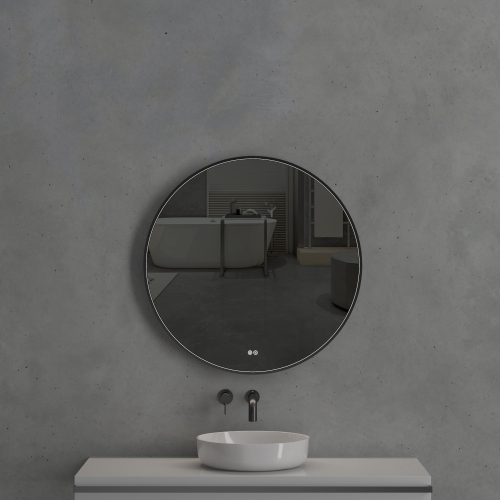 Зеркало с подсветкой AVS AZ 80 см, антипар, черное матовое Зеркало с подсветкой AVS AZ 80 см, антипар, черное матовое