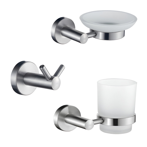 Набор Accoona 121 нержавеющая сталь Стакан+Мыльница+Крючок двойной Набор Accoona 121 нержавеющая сталь Стакан+Мыльница+Крючок двойной