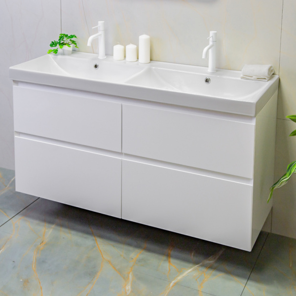 Тумба с раковиной AVS Гармония 120 двойная, белая Тумба с раковиной AVS Гармония 120 двойная, белая