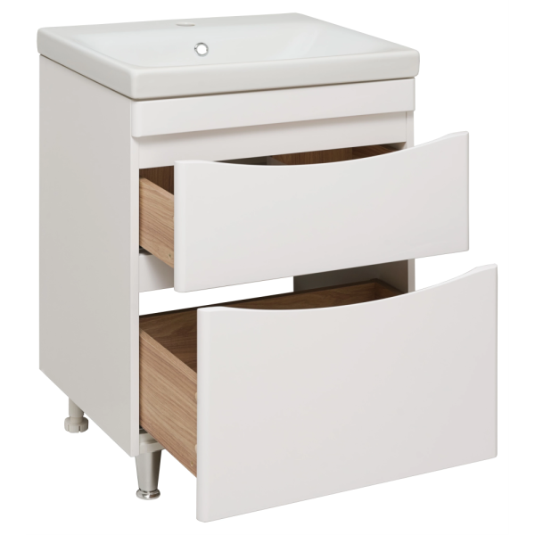 Тумба с раковиной Runo Афина Moduo 60 белая Тумба с раковиной Runo Афина Moduo 60 белая