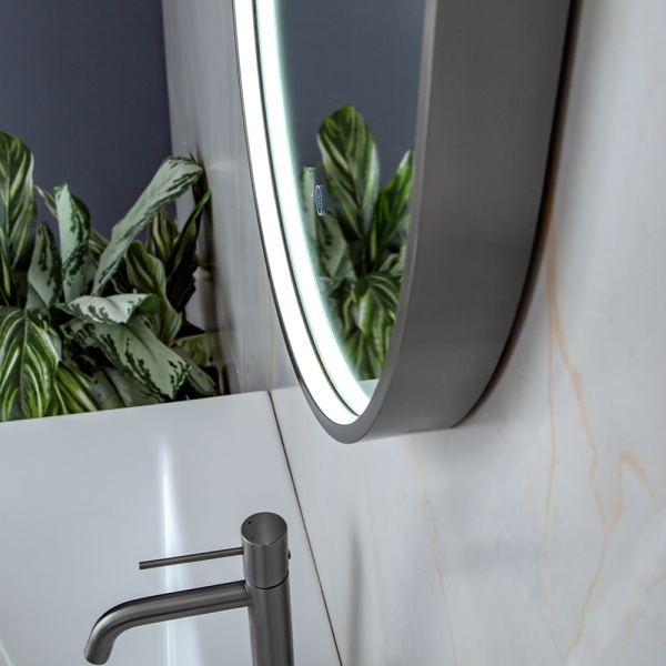 Зеркало с подсветкой AVS AG 50x100 см, антипар, оружейная сталь Зеркало с подсветкой AVS AG 50x100 см, антипар, оружейная сталь