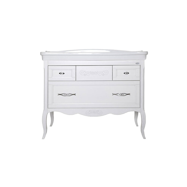 Тумба с раковиной ASB Wood Line Модерн 105 белая, патина серебро Тумба с раковиной ASB Wood Line Модерн 105 белая, патина серебро