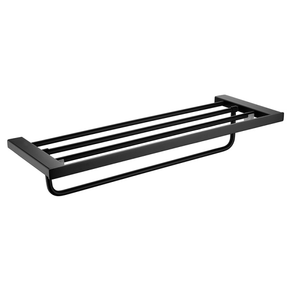 Полка для полотенец AVS Swart, 60 см, черный матовый, с полотенцедержателем Полка для полотенец AVS Swart, 60 см, черный матовый, с полотенцедержателем