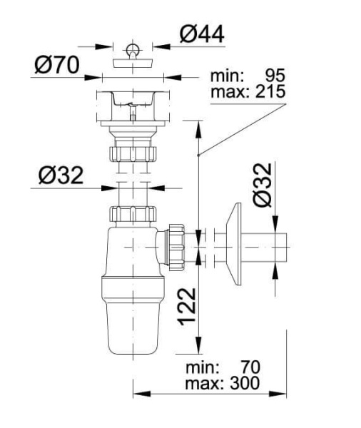 Сифон для раковины Ø32 мм STYRON STY-534-32 Сифон для раковины Ø32 мм STYRON STY-534-32