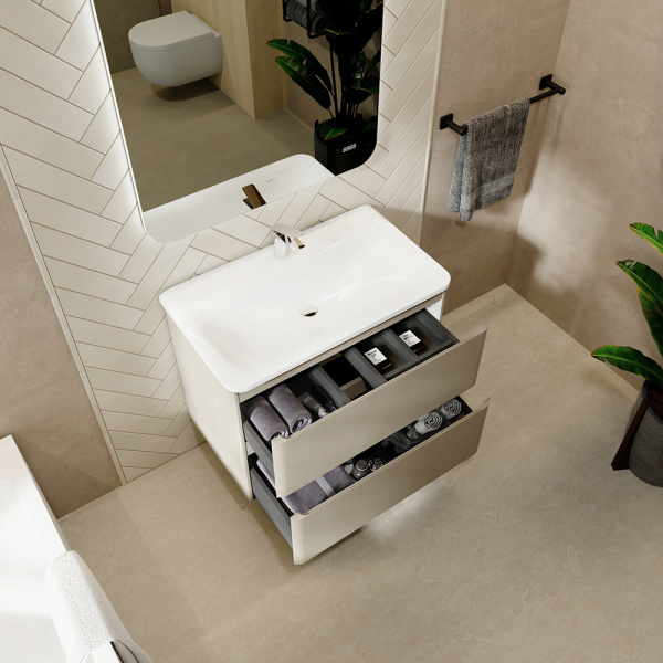 Тумба с раковиной RAVAL Welto 80 2 ящика, светло-коричневая Тумба с раковиной RAVAL Welto 80 2 ящика, светло-коричневая