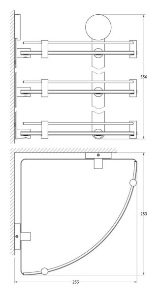 Полка стеклянная угловая тройная Harmonie Artwelle HAR 041