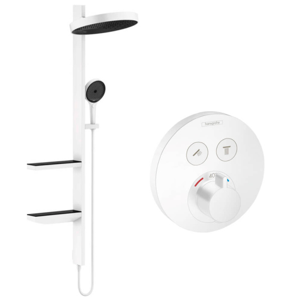 Душевая стойка Hansgrohe Rainfinity Showerpipe Shower Select S 26842700+15743700+01800180 белый матовый Душевая стойка Hansgrohe Rainfinity Showerpipe Shower Select S 26842700+15743700+01800180 белый матовый