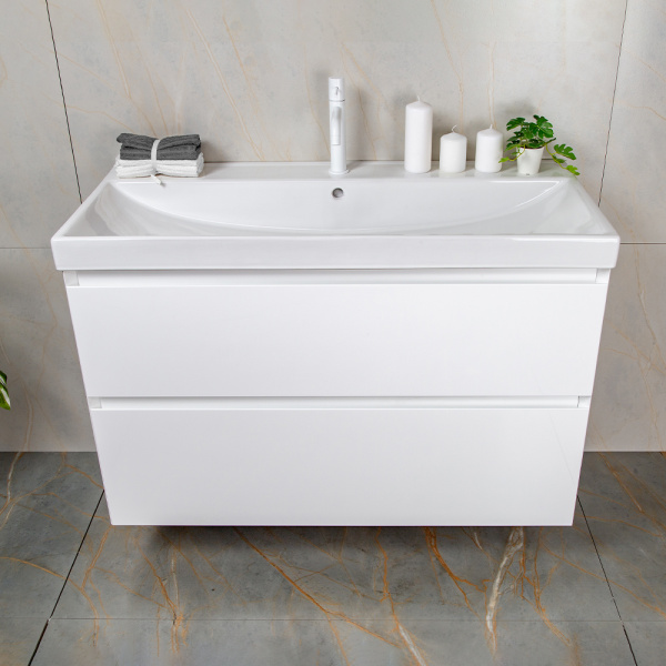 Тумба с раковиной AVS Гармония 100 белая (раковина 02 белая глянцевая) Тумба с раковиной AVS Гармония 100 белая (раковина 02 белая глянцевая)