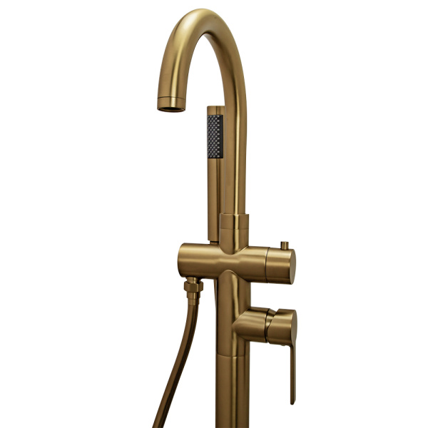 Смеситель для ванны с душем AVS Elegant напольный, брашированное золото Смеситель для ванны с душем AVS Elegant напольный, брашированное золото