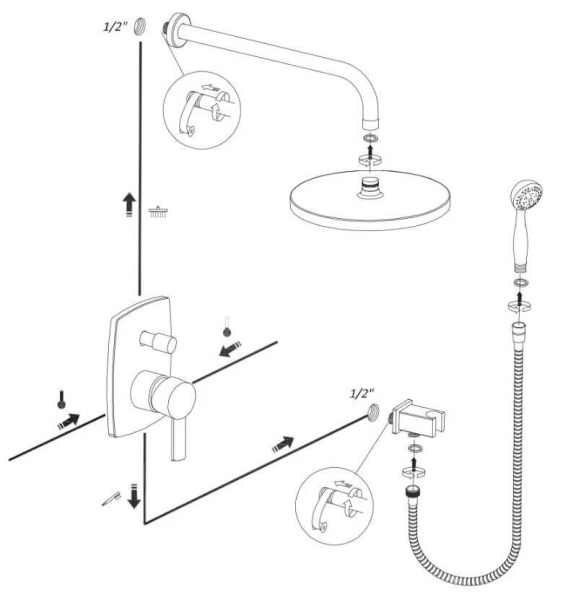 Комплект скрытого монтажа для душа START XTREME CLEVER 60694 Комплект скрытого монтажа для душа START XTREME CLEVER 60694