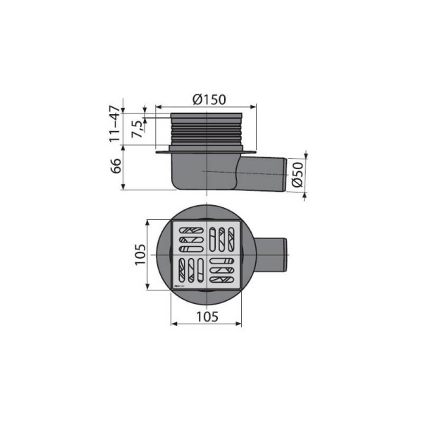 Трап 105x105x50 гидрозатвор Alcaplast APV26 Трап 105x105x50 гидрозатвор Alcaplast APV26